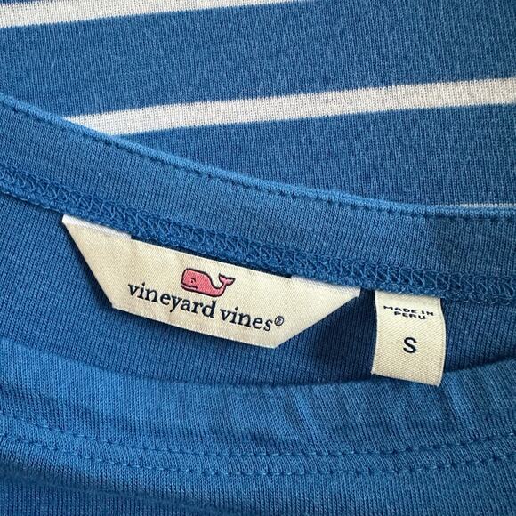 Vineyard Vines Blue Stripe Top Nautical Preppy Vacation Coastal Seaside Cruise - Picture 3 of 8
